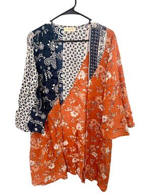 All About Her Patchwork Flowy Kimono Top, Cardigan Size S, Boho, Festival